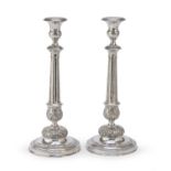 PAIR OF SILVER CANDLESTICKS PONTIFICAL STATE 1815/1860