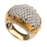 WHITE AND YELLOW GOLD RING WITH DIAMONDS