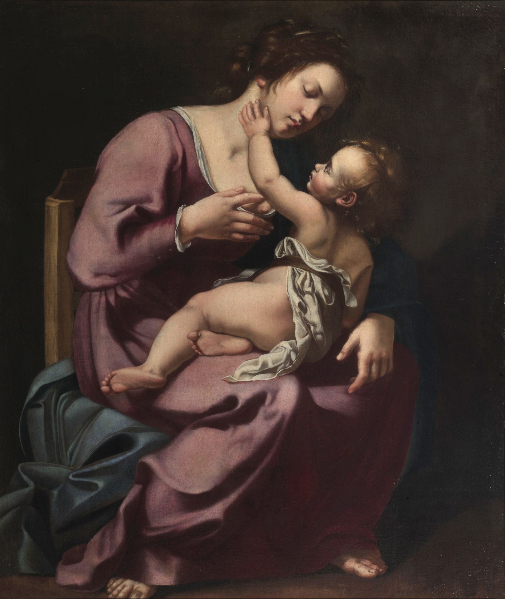 OIL PAINTING OF MADONNA AND CHILD BY ARTEMISIA GENTILESCHI