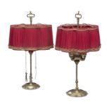TWO OIL LAMPS ADAPTED TO LAMPS LATE 19TH CENTURY