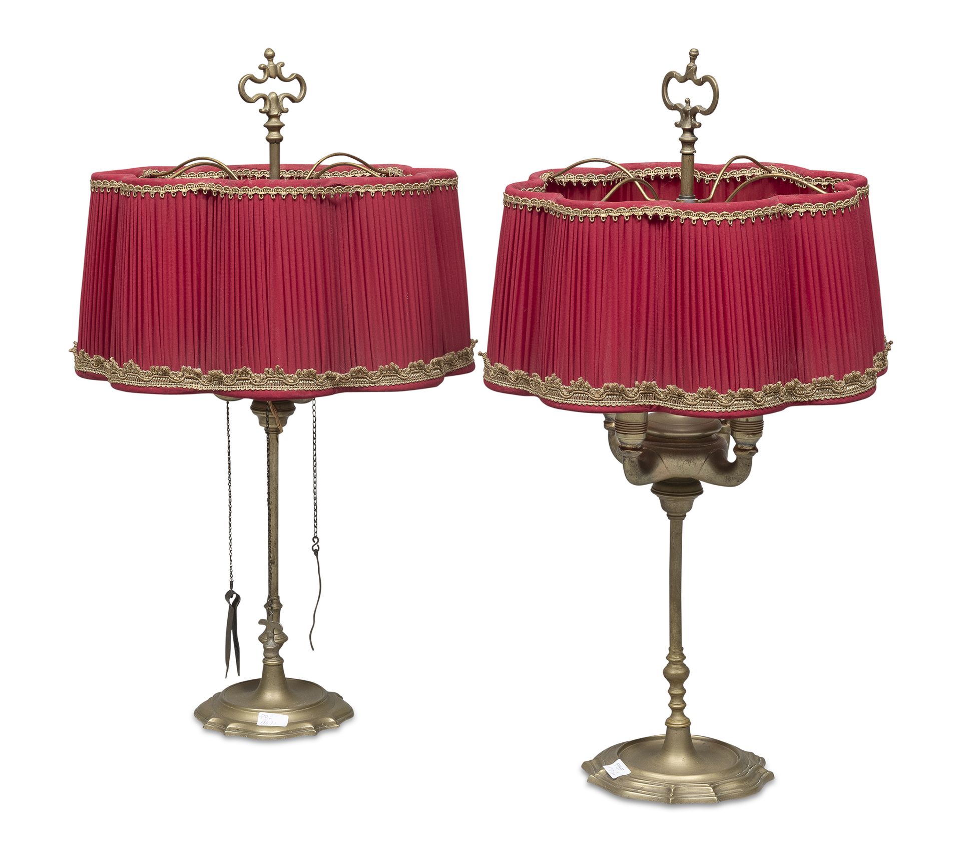 TWO OIL LAMPS ADAPTED TO LAMPS LATE 19TH CENTURY