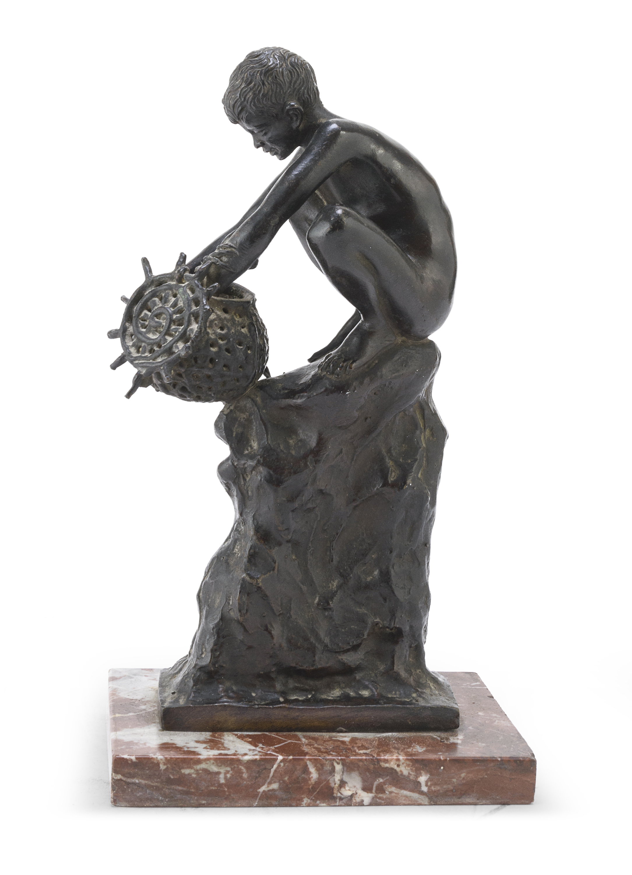NEAPOLITAIN BRONZE SCULPTURE OF A YOUNG FISHERMAN 19TH CENTURY