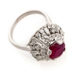 PLATINUM RING WITH RUBY AND DIAMONDS