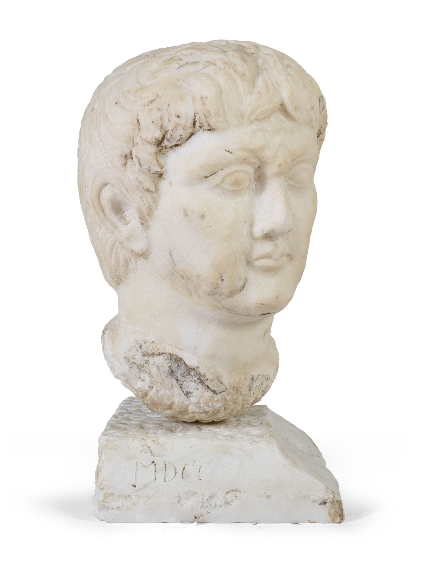 HEAD OF EMPEROR IN WHITE MARBLE EARLY 20TH CENTURY - Image 2 of 2