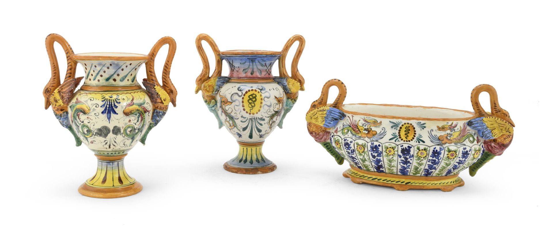 A BOWL AND TWO VASES IN CERAMIC ZACCAGNINI EARLY 20TH CENTURY
