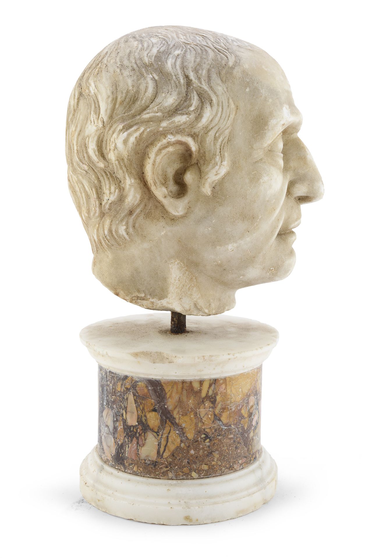 HEAD OF CAESAR IN WHITE MARBLE 18th CENTURY - Image 2 of 2