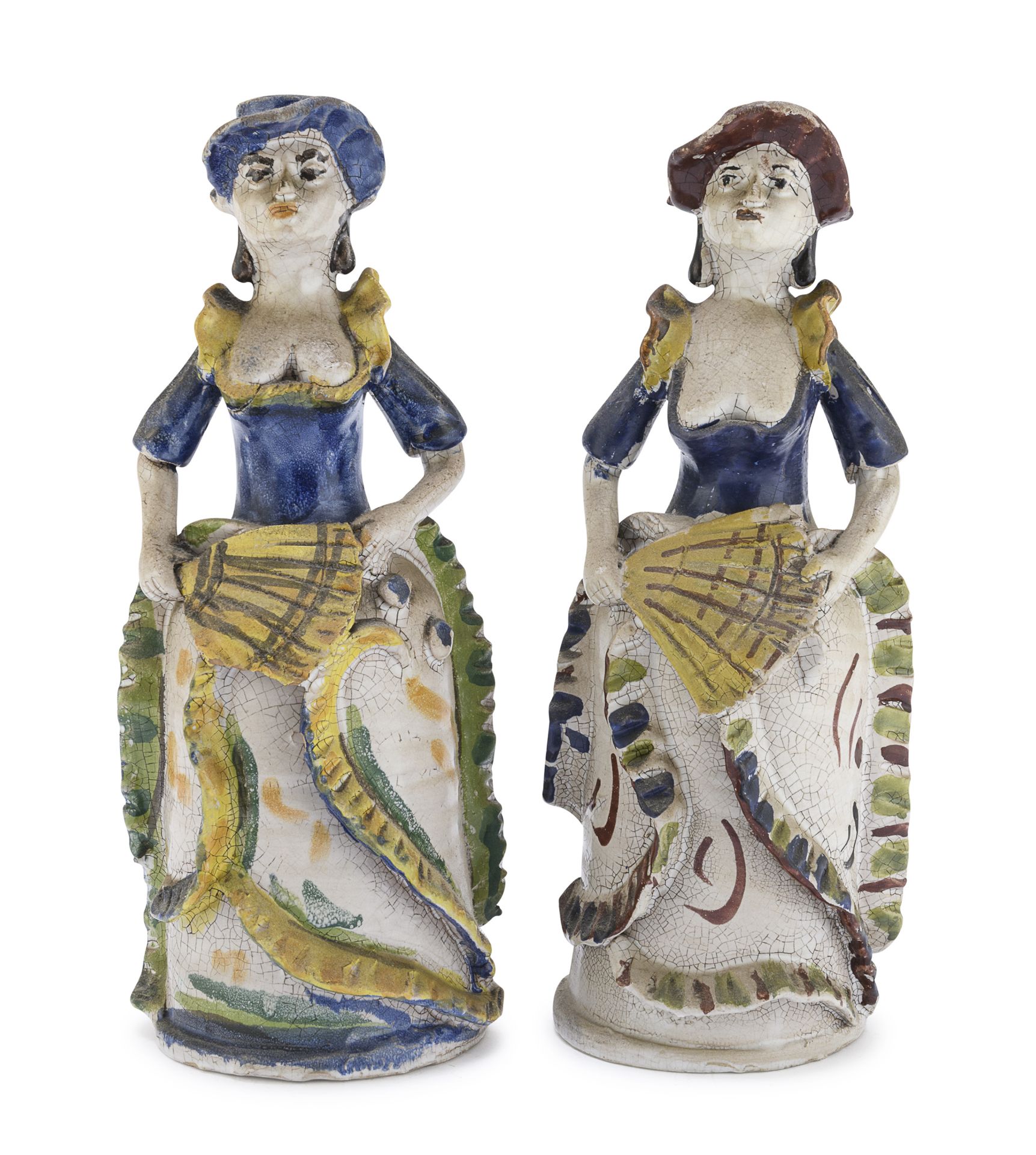 PAIR OF CERAMIC FLASKS CALTAGIRONE EARLY 20TH CENTURY