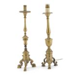 TWO BRASS CANDLESTICKS 19th CENTURY