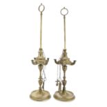 PAIR OF BRASS OIL LAMPS 19th CENTURY