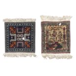 TWO PHONE MATS KIRMAN EARLY 20TH CENTURY