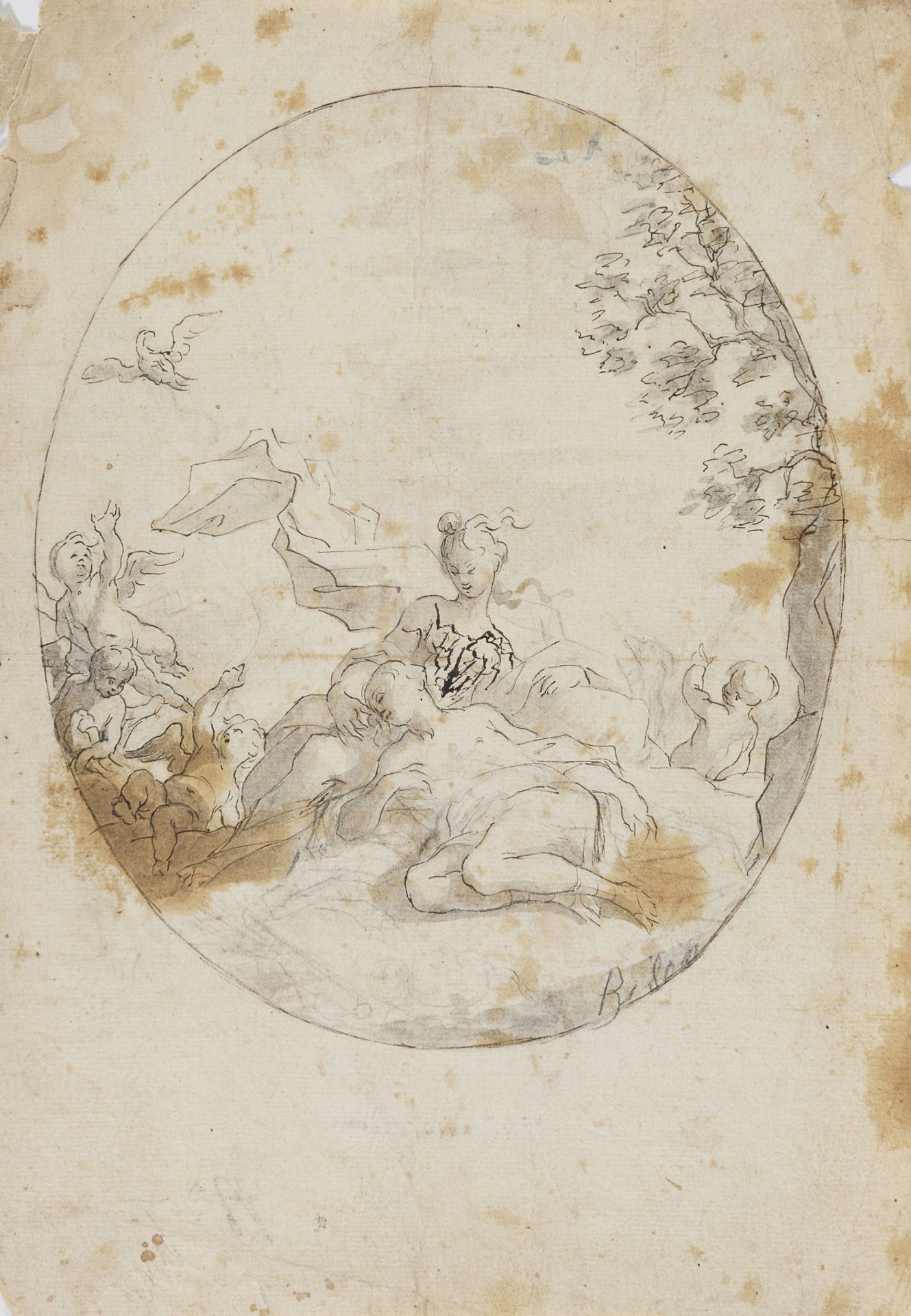 VENETIAN SEPPIA DRAWING 18TH CENTURY