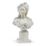 PORCELAIN BUST OF A WOMAN WITH FLOWERS GINORI END 19TH CENTURY