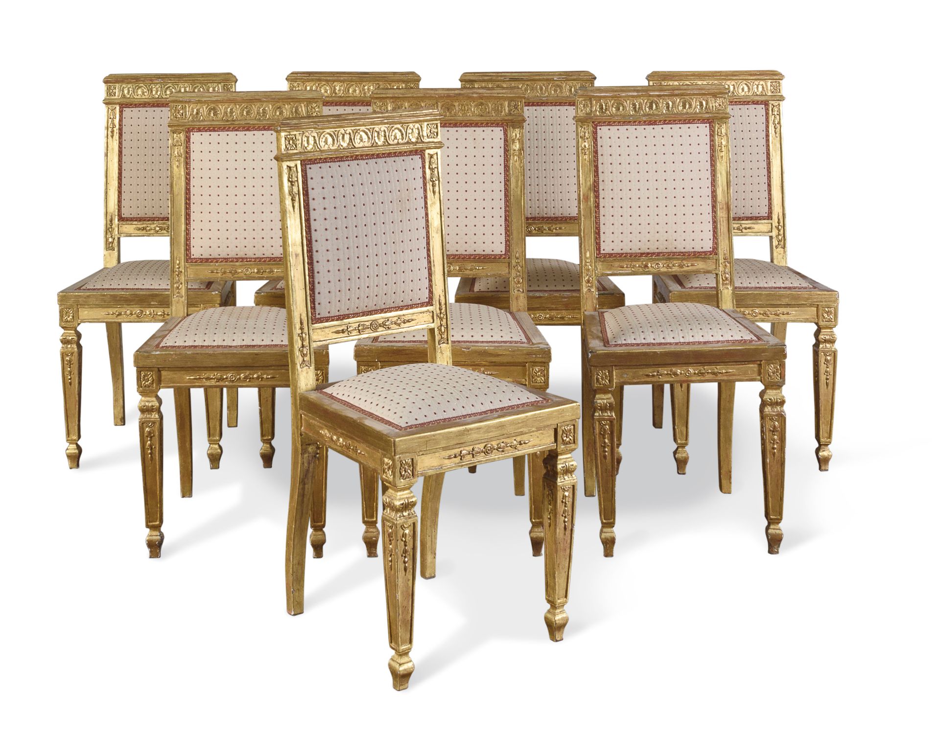 EIGHT CHAIRS IN GILTWOOD LATE 19TH CENTURY