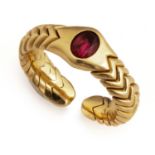 GOLD BULGARI RING WITH RUBY