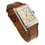 STEEL JAEGER LE COULTRE REVERSO WRISTWATCH 1950 ca.