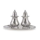 PAIR OF SILVER-PLATED SALT CELLARS MORADABAD INDIA 20th CENTURY