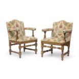 PAIR OF WALNUT ARMCHAIRS PROBABLY FRANCE 18th CENTURY