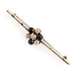 PLATINUM BROOCH WITH SAPPHIRES AND DIAMONDS
