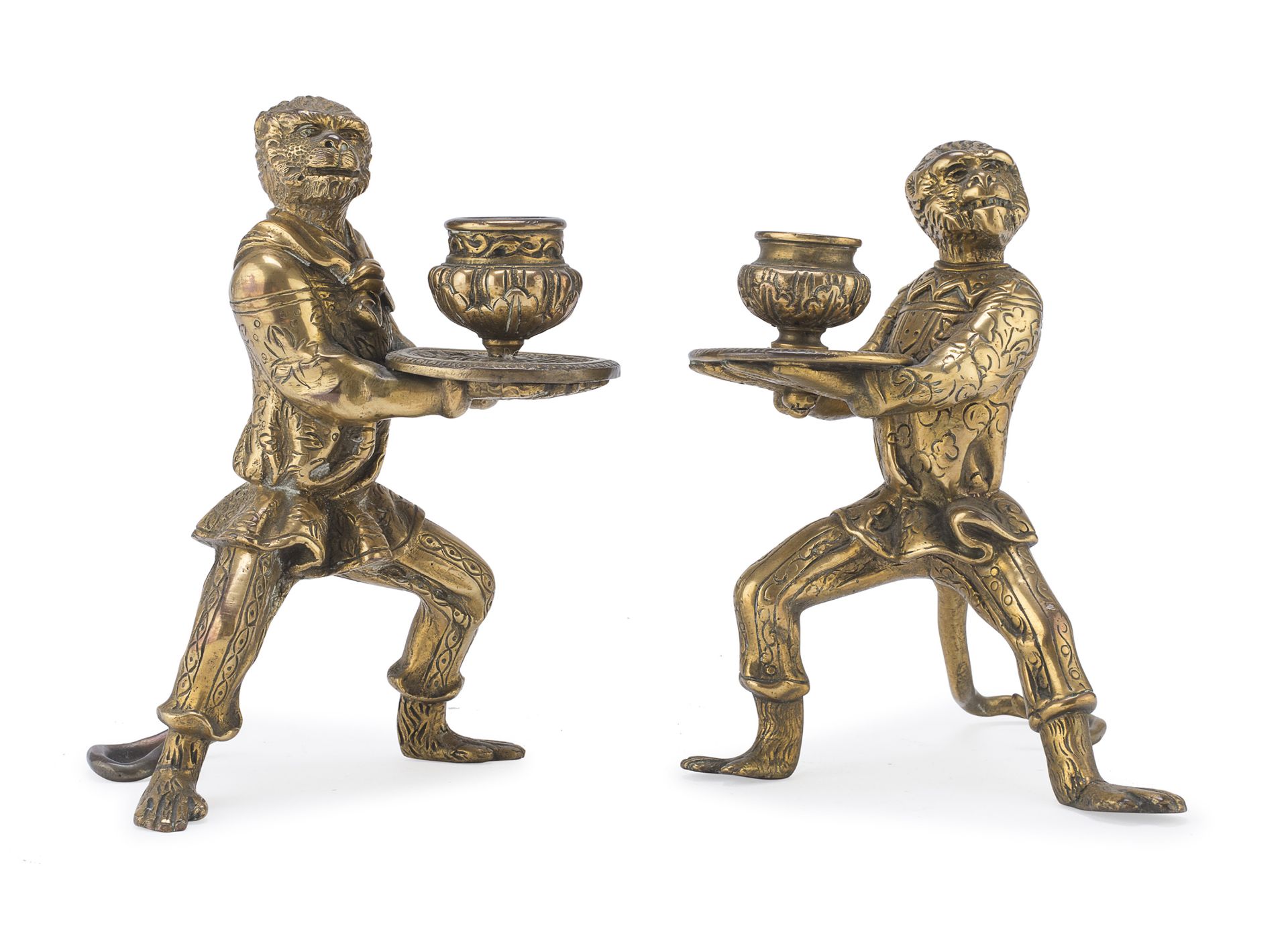 PAIR OF BRONZE OIL LAMPS NETHERLANDS 19th CENTURY