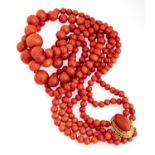 THREE STRAND CORAL NECKLACE