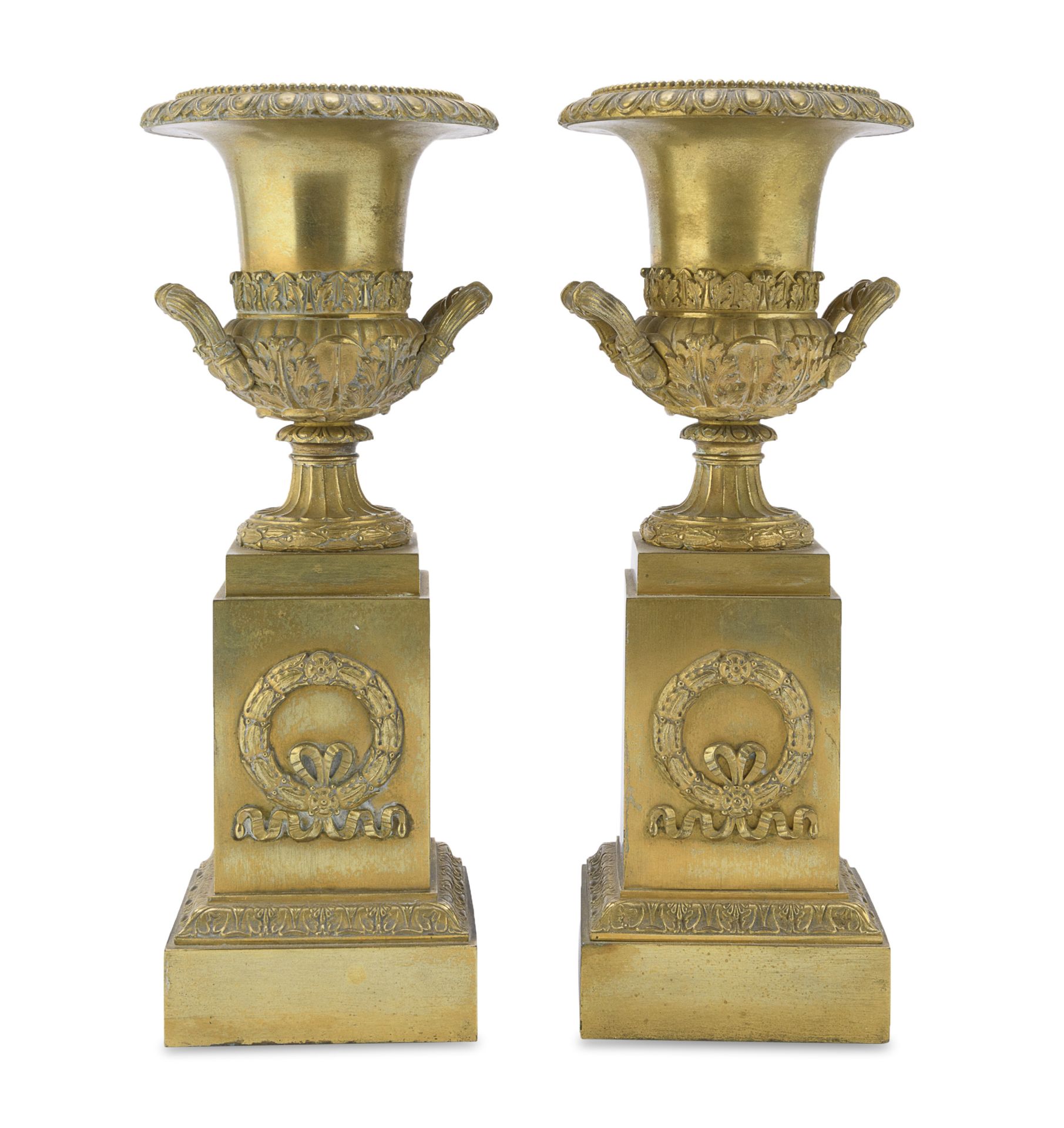 PAIR OF MEDICAL VASES IN GILDED BRONZE EARLY 19th CENTURY