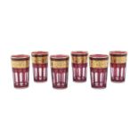 SIX CUPS IN RUBY GLASS 20th CENTURY