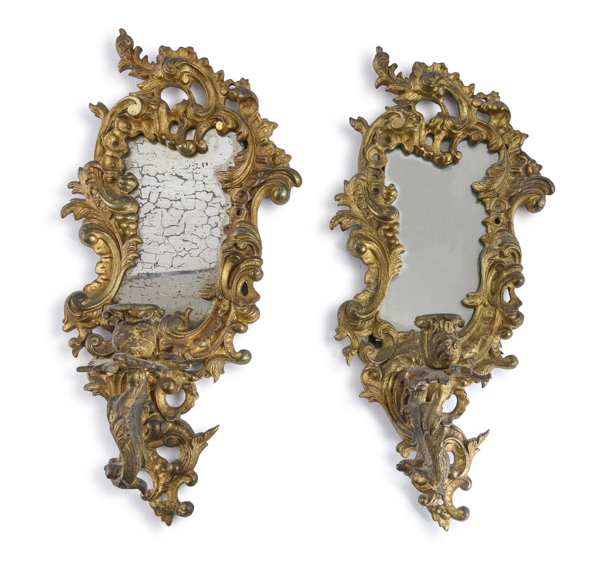 PAIR OF SMALL GILDED BRONZE MIRRORS 19th CENTURY