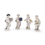 FOUR ALLEGORIC PUTTI IN PORCELAIN PROBABLY MEISSEN END OF THE 18TH CENTURY