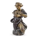 BIG WOOD SCULPTURE OF AN ANNOUNCING ANGEL ROME BAROQUE PERIOD