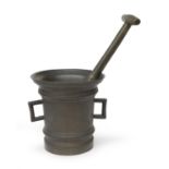 LARGE BRONZE MORTAR WITH PESTLE EARLY 19th CENTURY