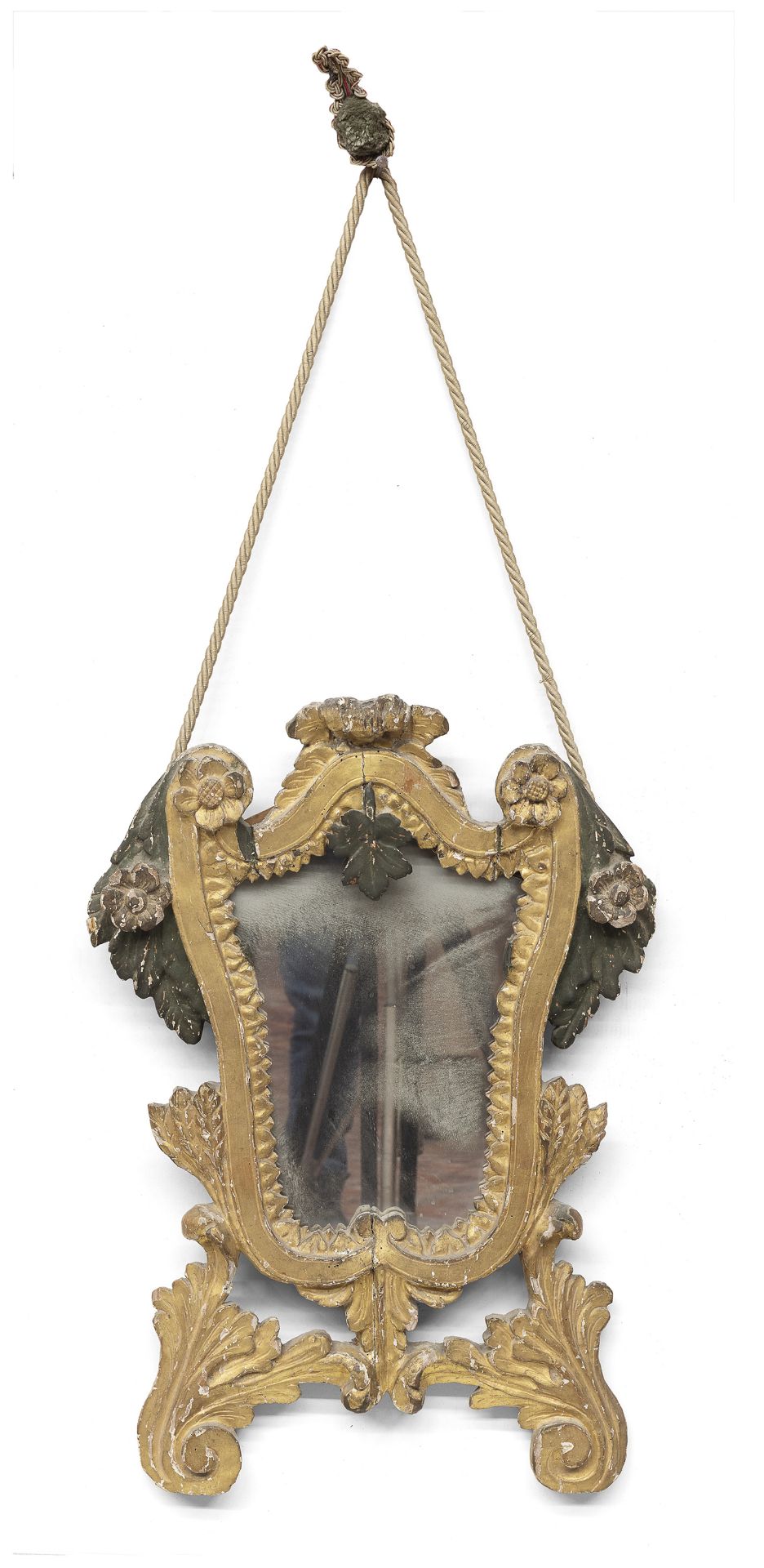 MIRROR IN GILDED AND LACQUERED WOOD 18th CENTURY