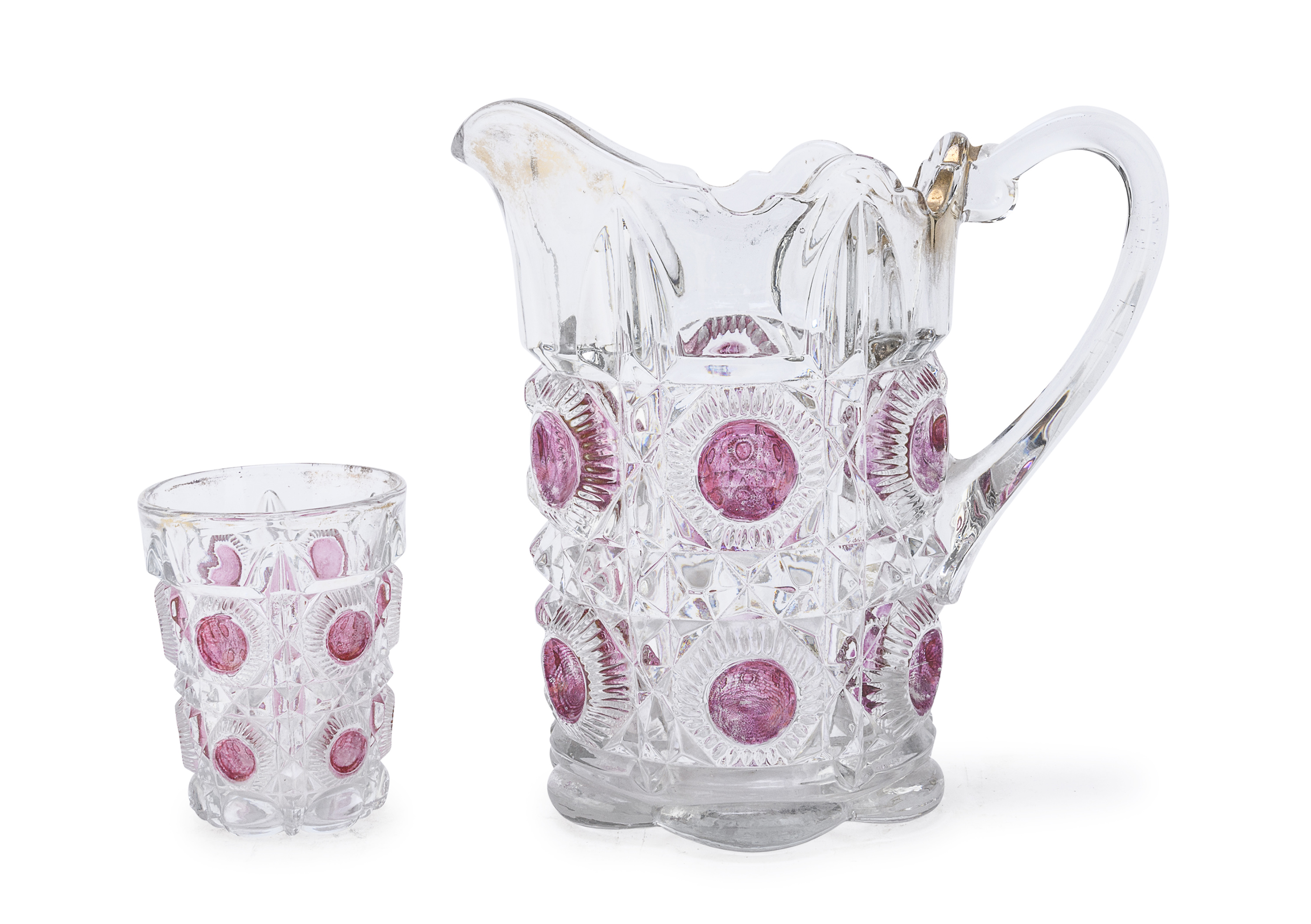CUT GLASS JUG AND CUP EARLY 20TH CENTURY