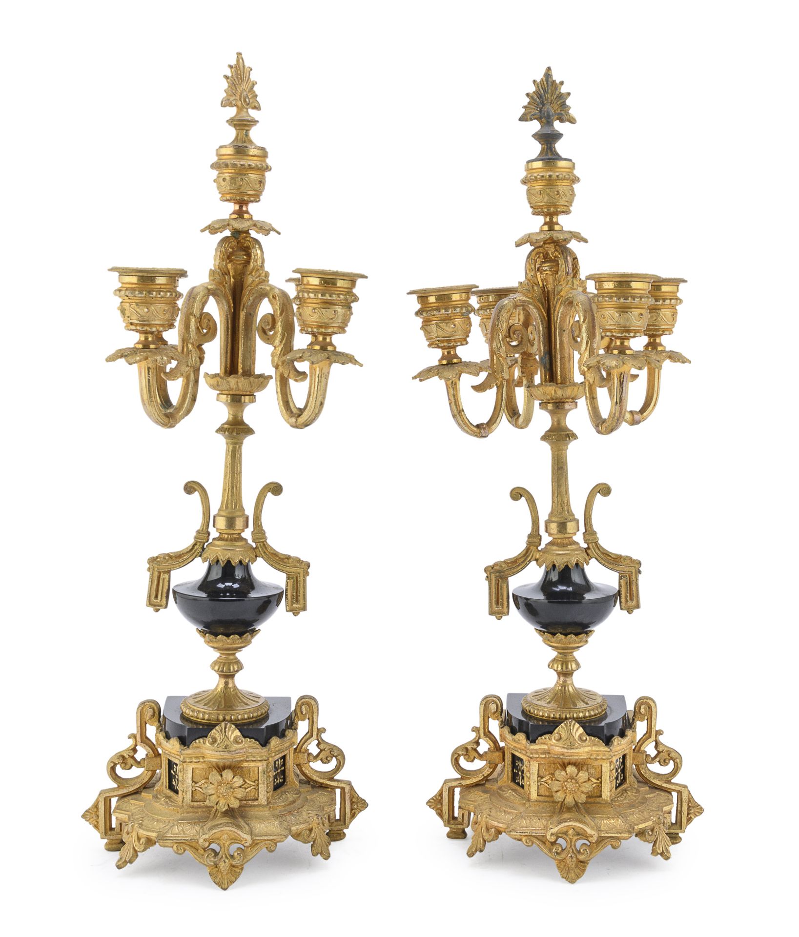 PAIR OF SMALL GILDED BRONZE CANDLESTICKS 19th CENTURY