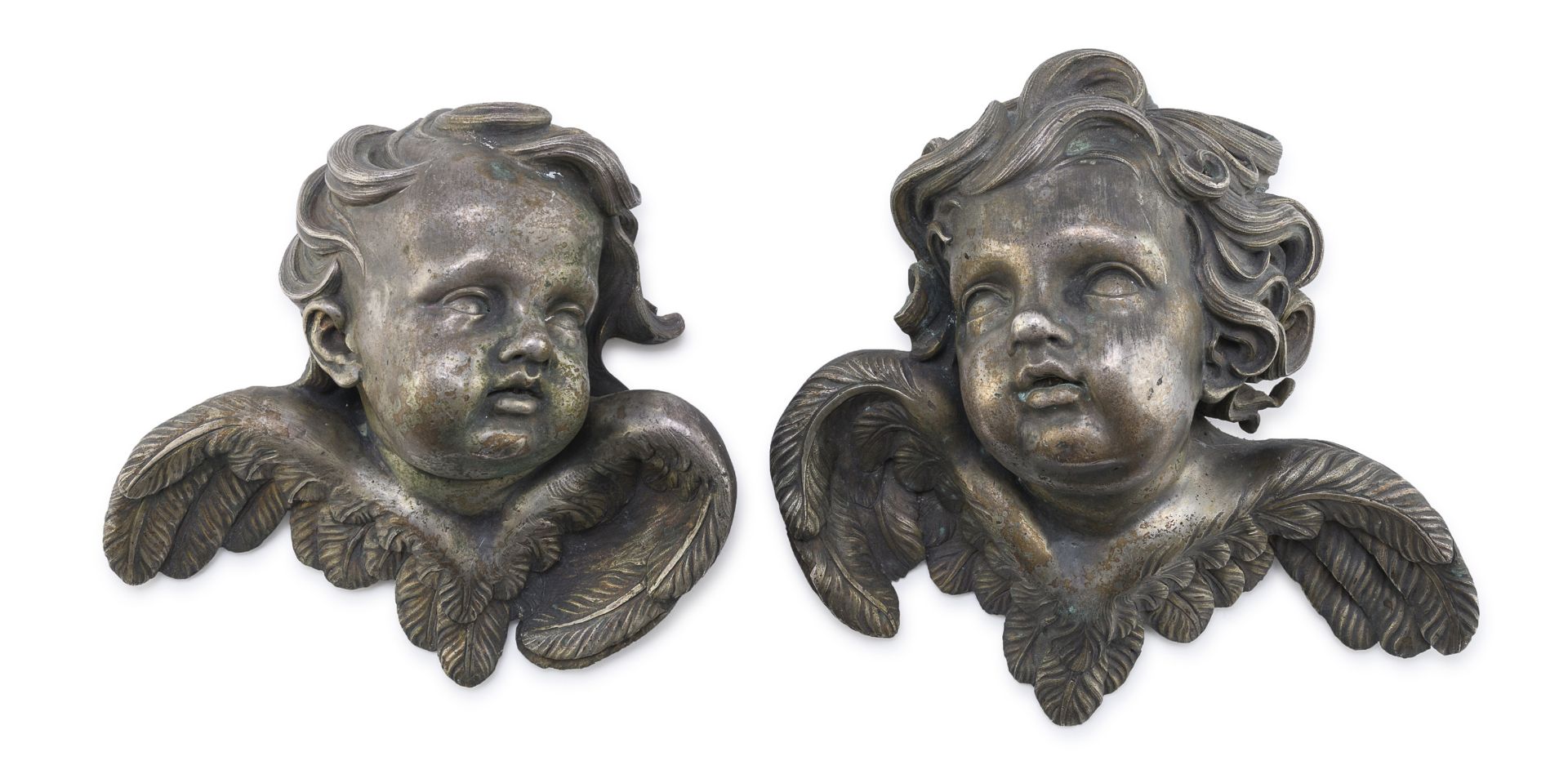RARE PAIR OF SILVERED BRONZE SCULPTURES ROME LATE 17TH CENTURY