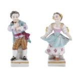 PAIR OF PORCELAIN FIGURINES PROBABLY GERMAN BRAND EARLY 19TH CENTURY
