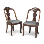 PAIR OF WALNUT ARMCHAIRS FIRST HALF 19TH CENTURY