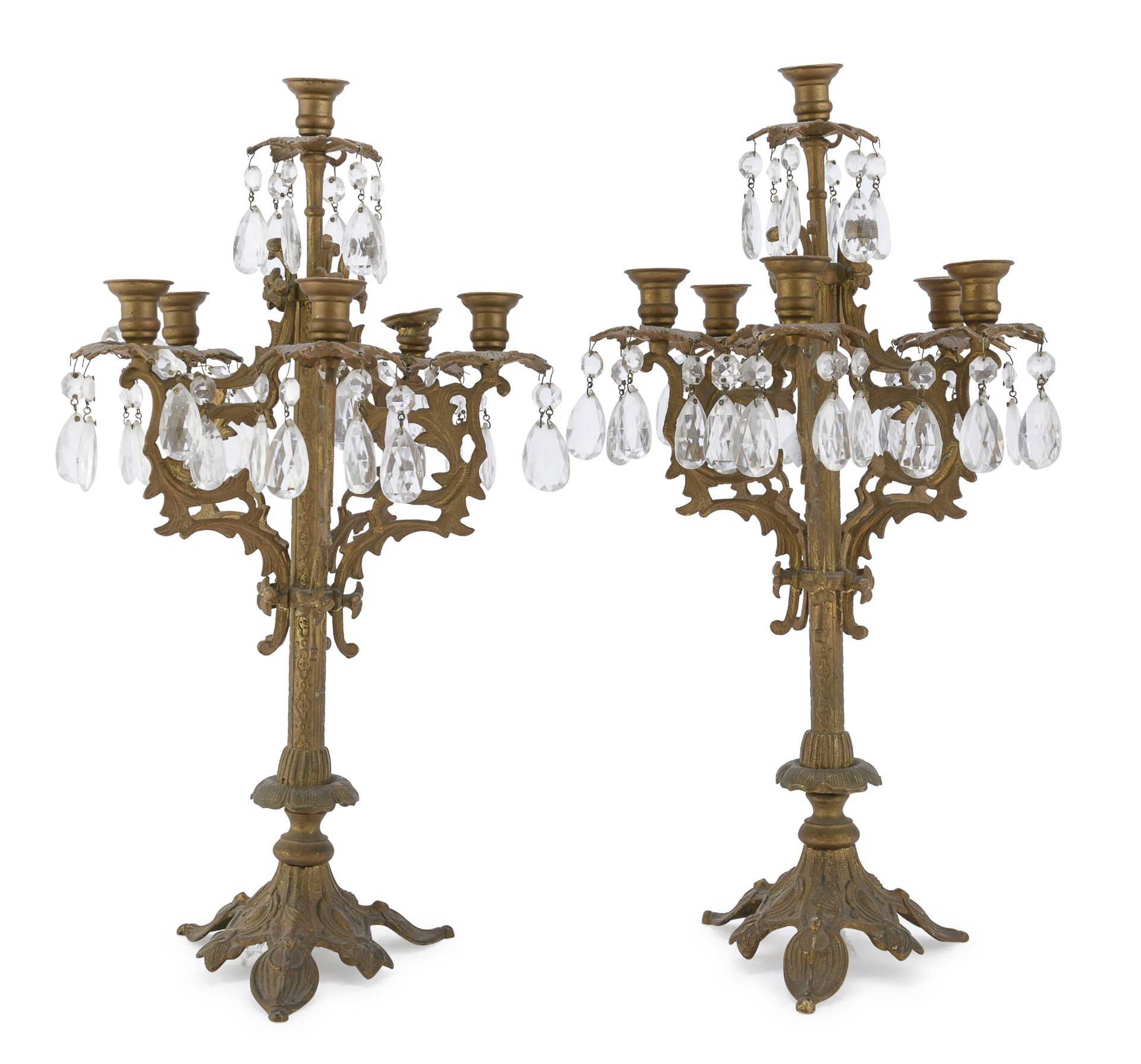 PAIR OF GILDED METAL CANDLESTICKS 19th CENTURY