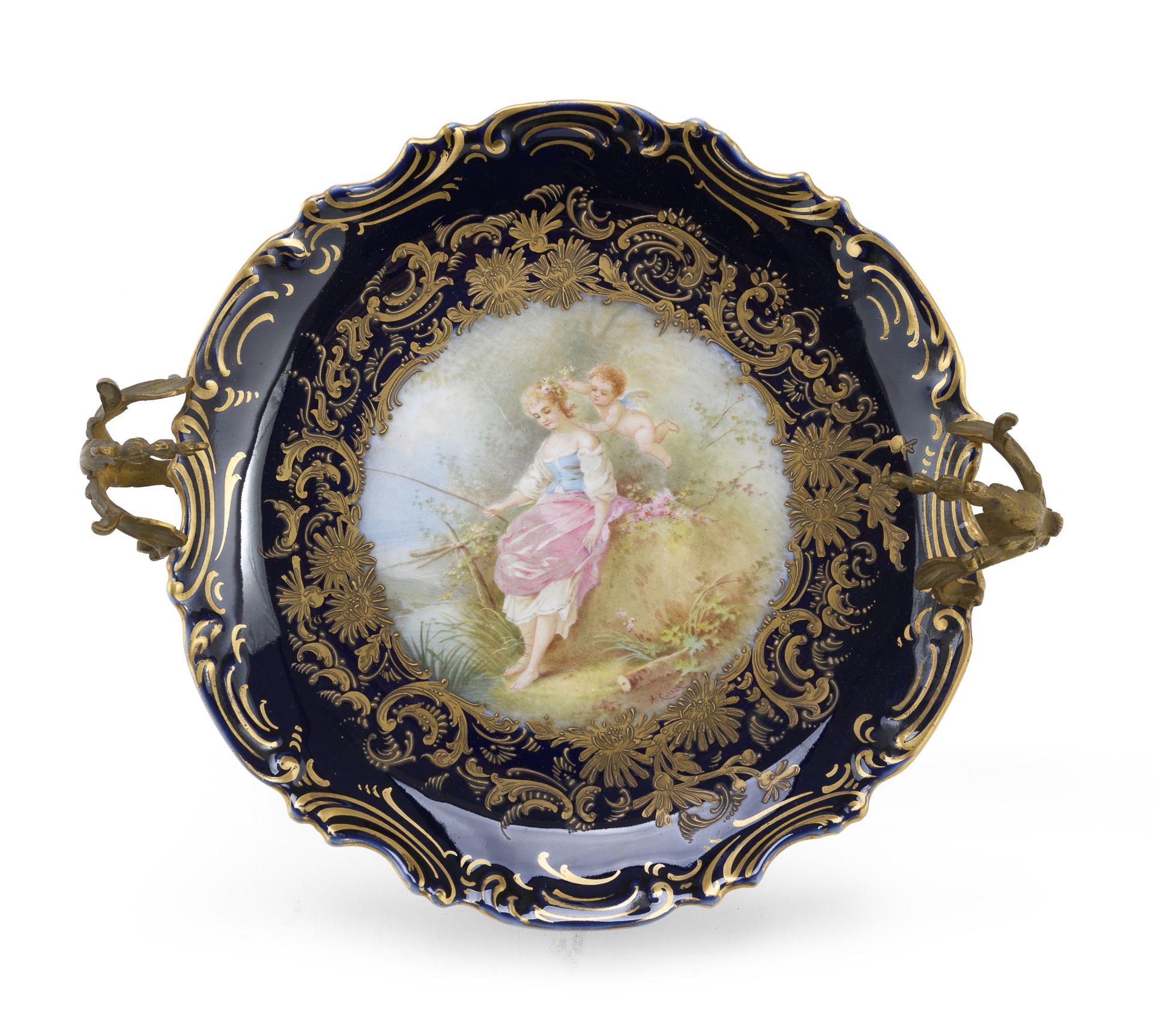 CENTERPIECE IN PORCELAIN AND BRONZE SEVRES LATE 19th CENTURY