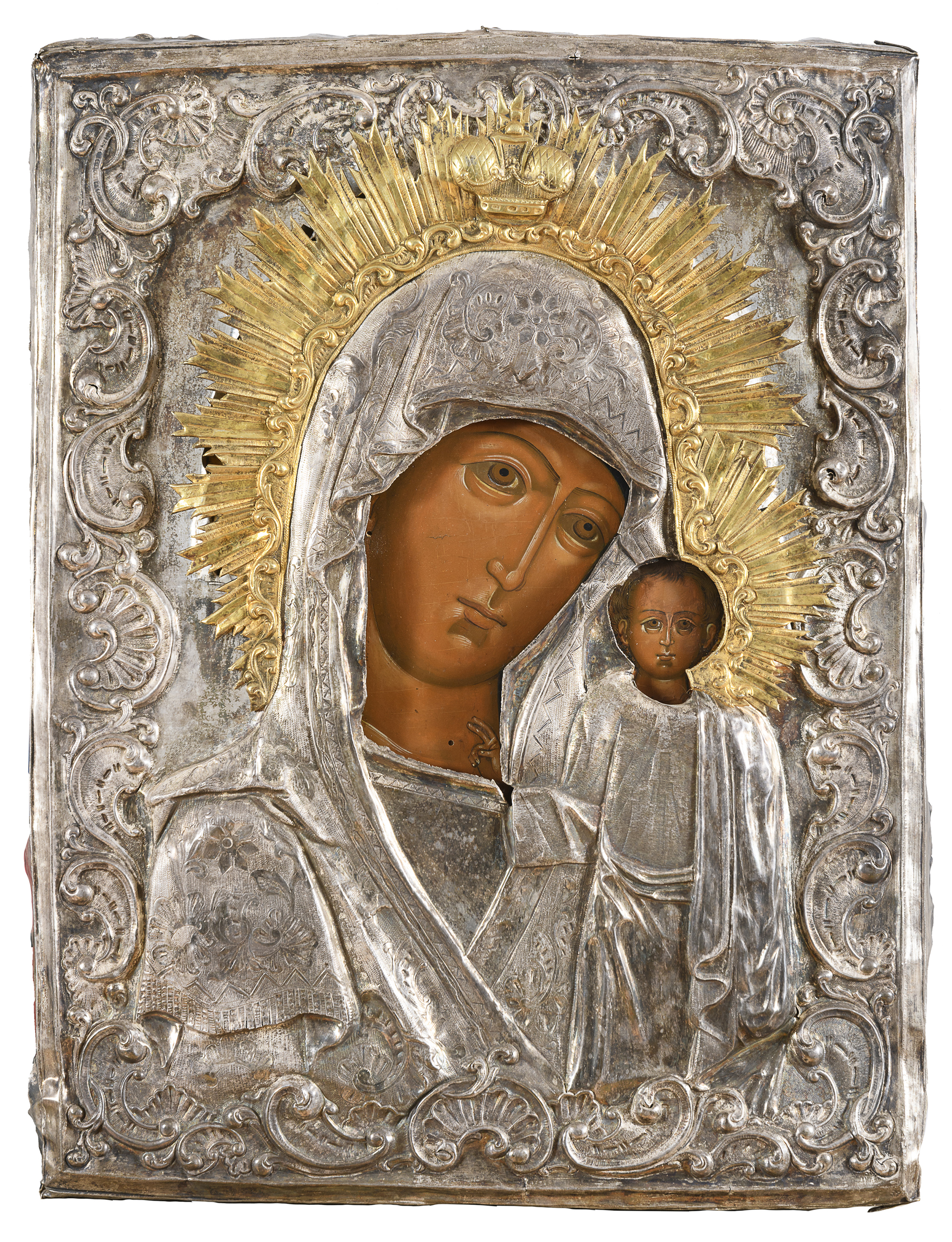 RUSSIAN TEMPERA ICON MID 19th CENTURY