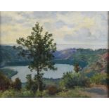 OIL PAINTING NEMI LAKE BY CARLO MONTANI 1927