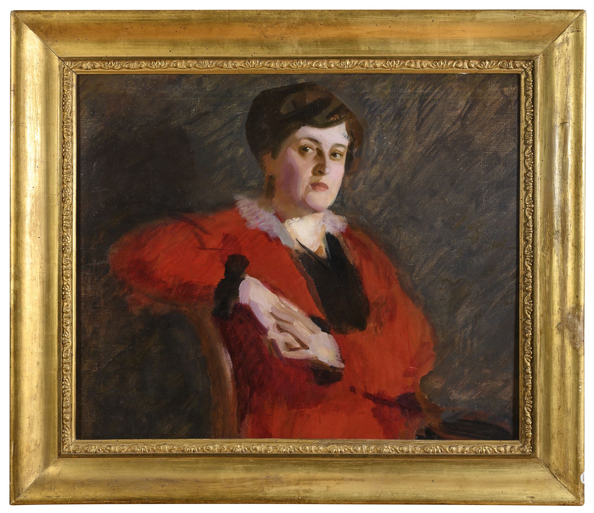 OIL PORTRAIT OF A WOMAN BY CARLO ALBERTO PETRUCCI 1910