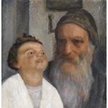 OIL PAINTING DADDY AND LITTLE FABIOLA BY FERRUCCIO FERRAZZI 1926