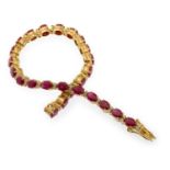 GOLD TENNIS BRACELET WITH RUBIES