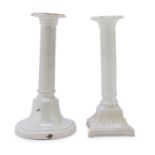 TWO EARTHENWARE CANDLESTICKS LATE 19TH CENTURY