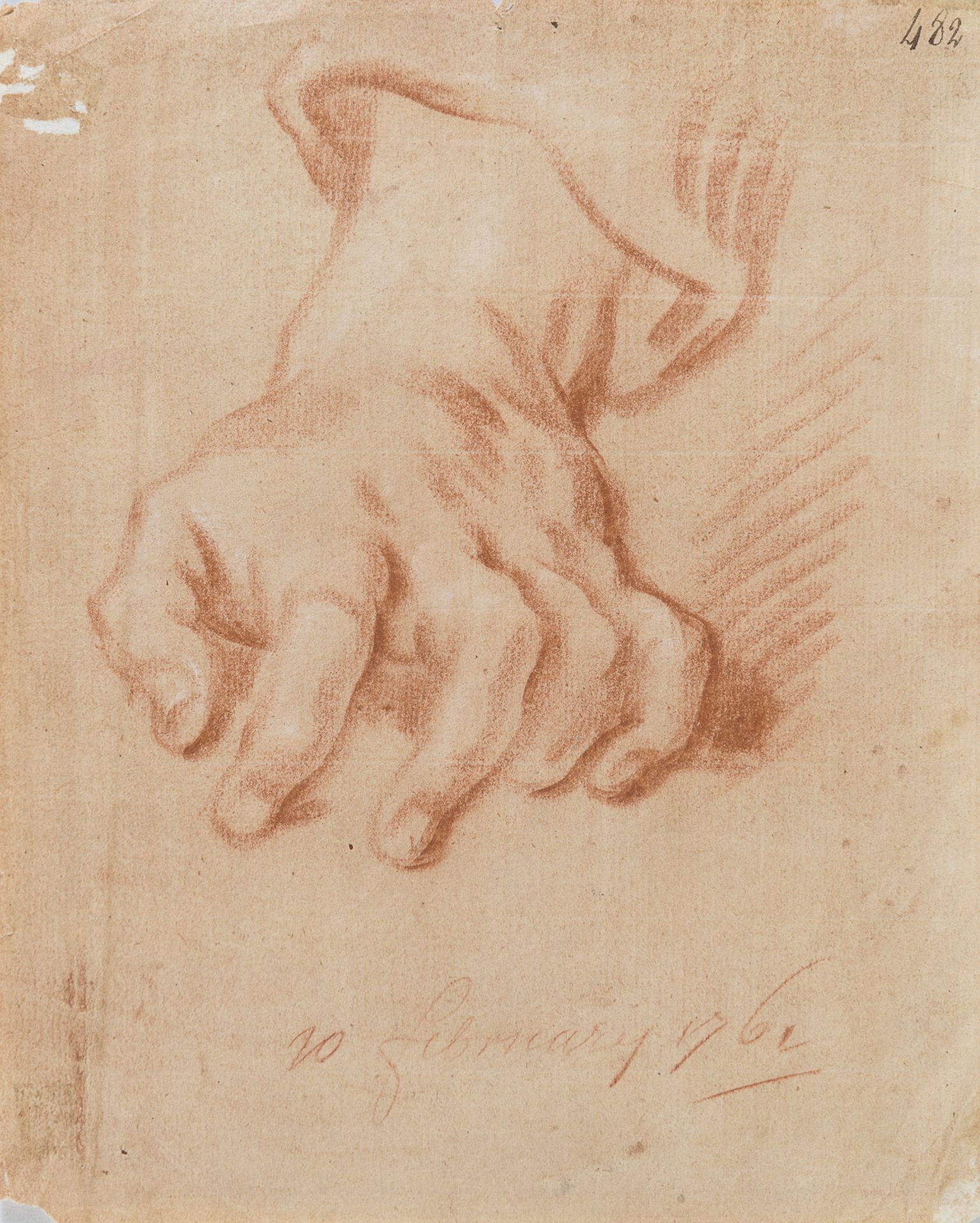 ENGLISH SANGUINE HAND STUDIES DOUBLE-FACES 18TH CENTURY