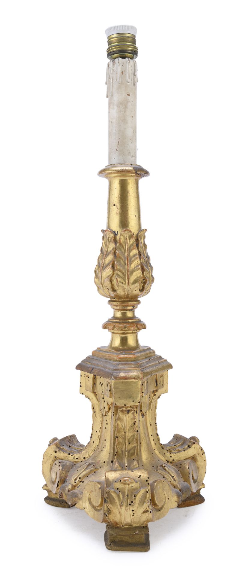 CANDLESTICK IN GILTWOOD ROME 18th CENTURY