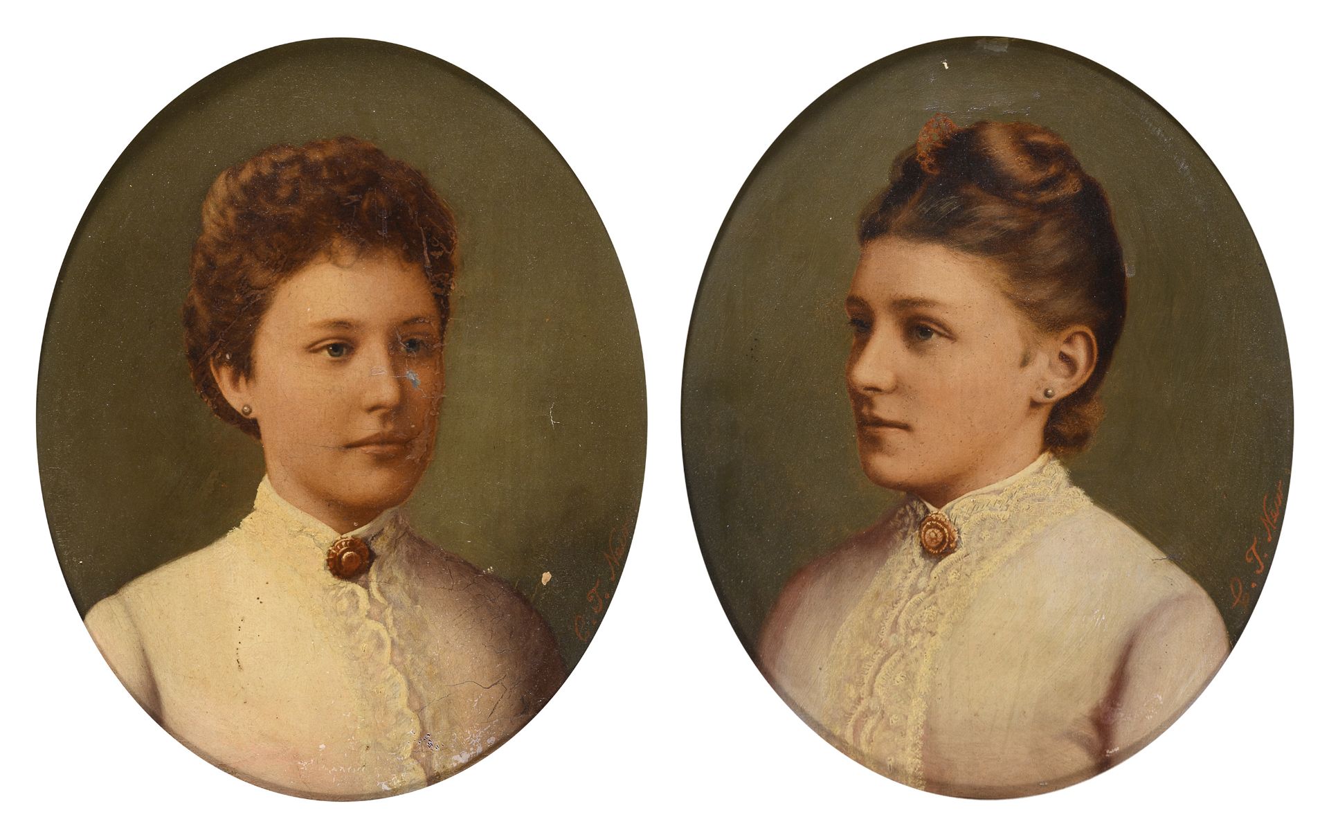 PAIR OF ENGLISH OIL PORTRAITS LATE 19TH CENTURY