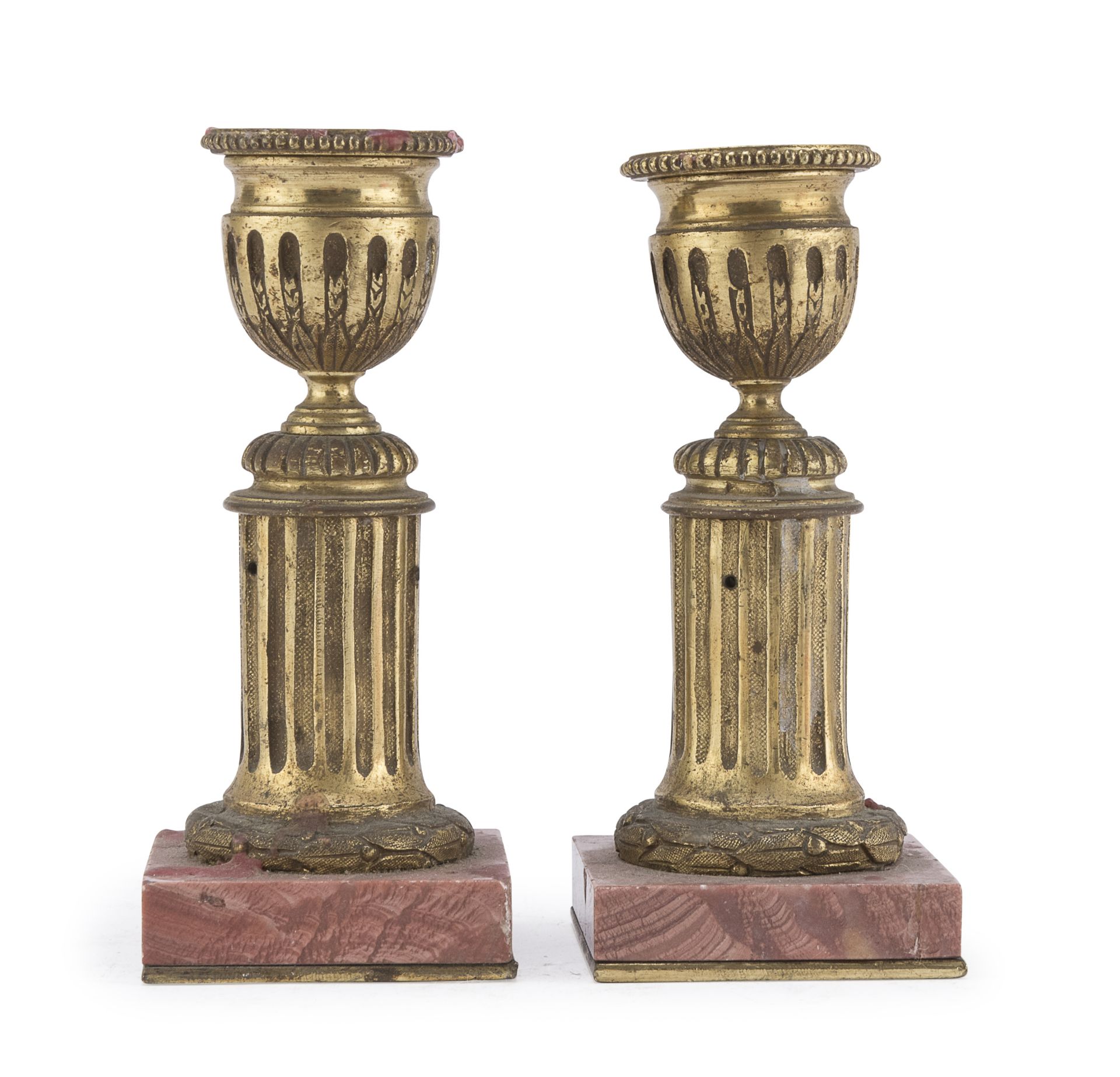 PAIR OF BRONZE CANDLE STICKS END OF THE LOUIS XVI PERIOD
