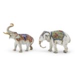 TWO PORCELAIN ELEPHANTS GINORI LATE 19TH CENTURY