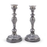 PAIR OF SILVER CANDLESTICKS TURIN 1824/1872